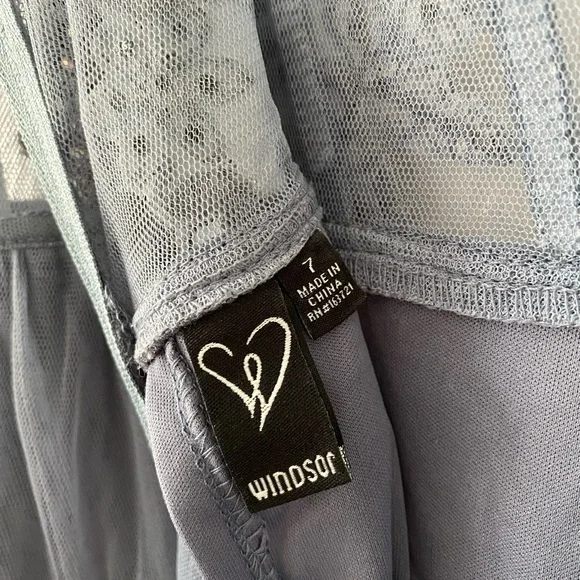 Windsor Blue Mesh Corset Prom Dress - Picture 12 of 12